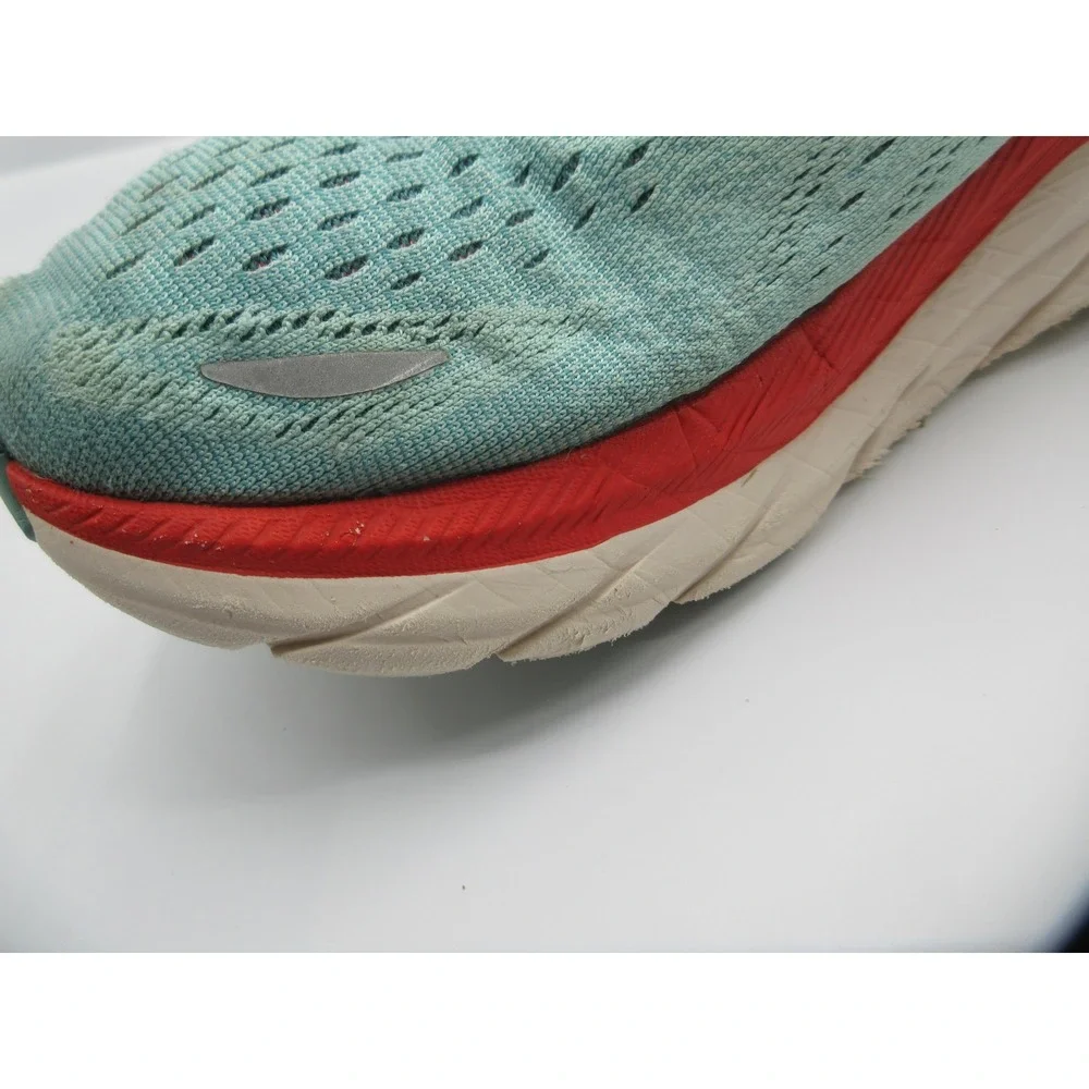 HOKA Clifton 8 Running Shoes Womens Size 10.5 Aqua Red Cushioned 1119394 AEBL‎